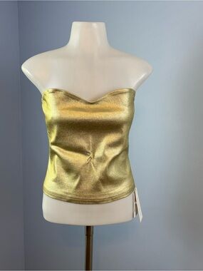 Commense Metallic Gold Strapless Sweetheart Camisole